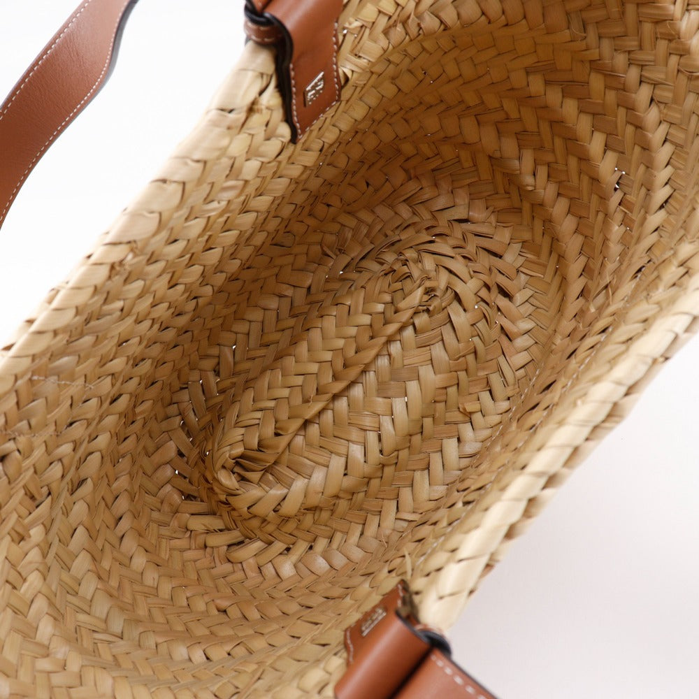 LOEWE Tote Bag Raffia, Leather Brown Basket bag Basket bag small