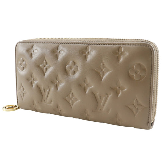 LOUIS VUITTON Long Wallet Purse M81511 lambskin beige Monogram Coussin Zippy wallet