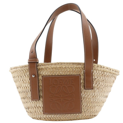 LOEWE Tote Bag Raffia, Leather Brown Basket bag Basket bag small