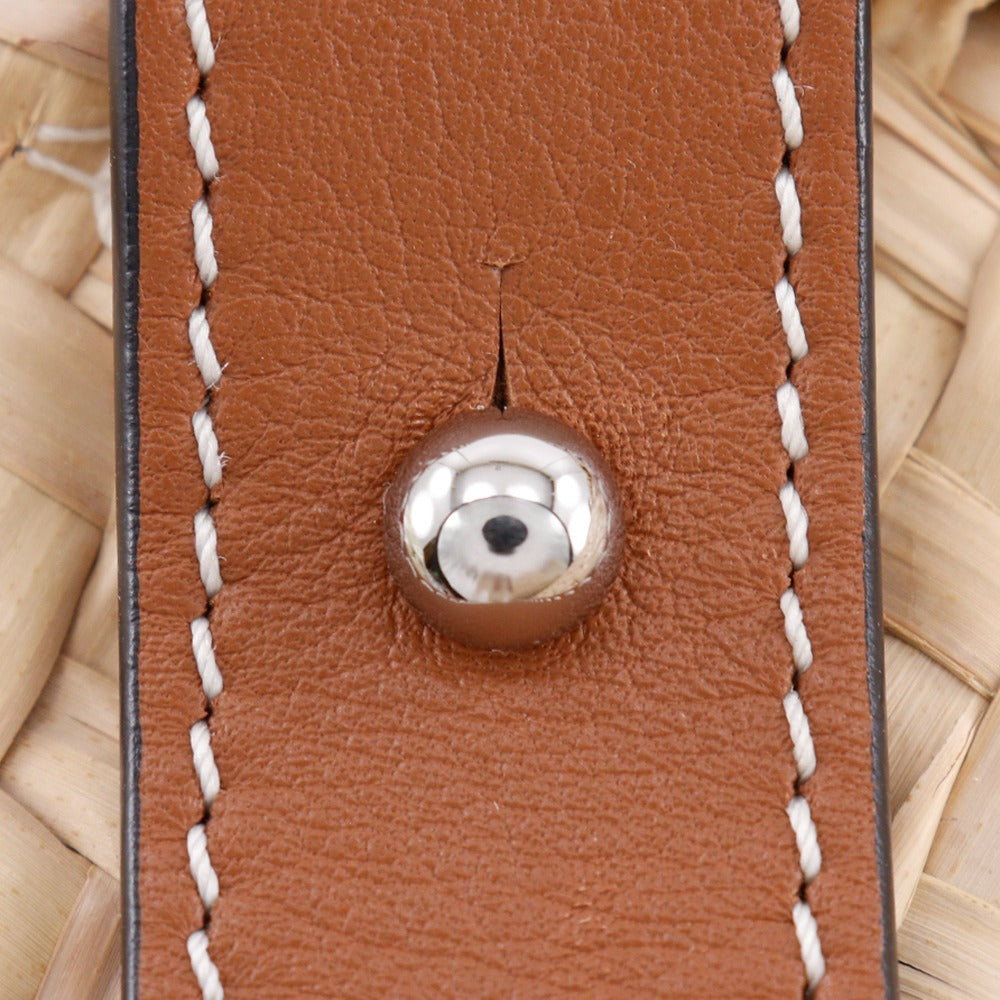 LOEWE Tote Bag Raffia, Leather Brown Basket bag Basket bag small