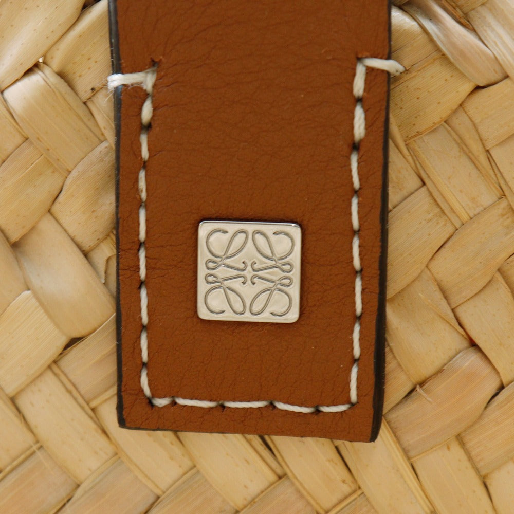 LOEWE Tote Bag Raffia, Leather Brown Basket bag Basket bag small