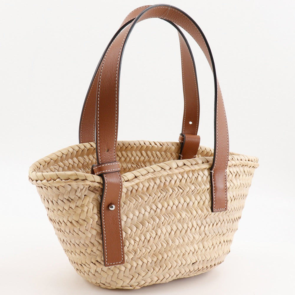 LOEWE Tote Bag Raffia, Leather Brown Basket bag Basket bag small