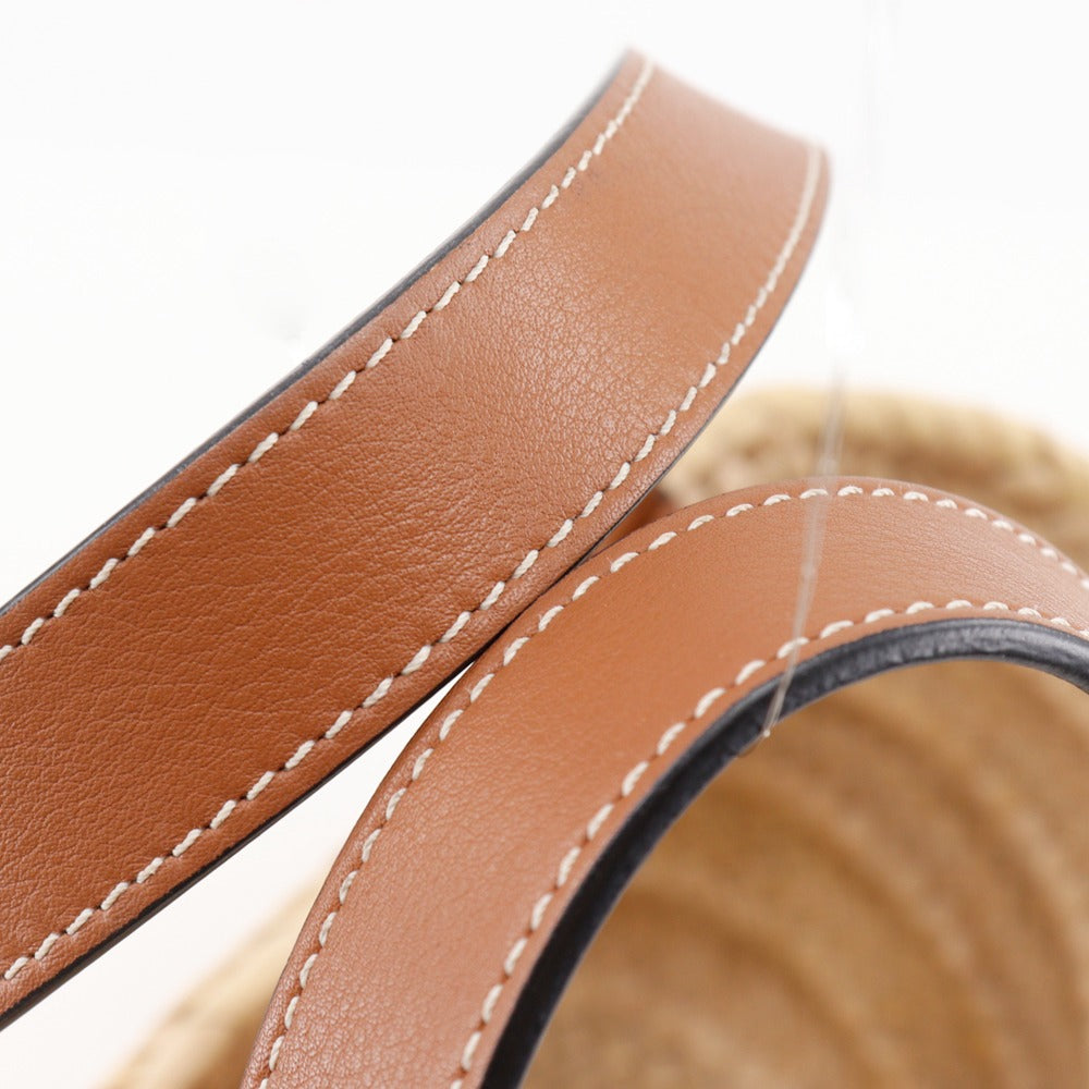 LOEWE Tote Bag Raffia, Leather Brown Basket bag Basket bag small