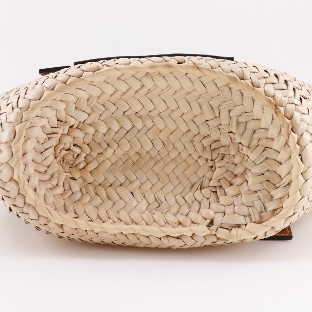 LOEWE Tote Bag Raffia, Leather Brown Basket bag Basket bag small