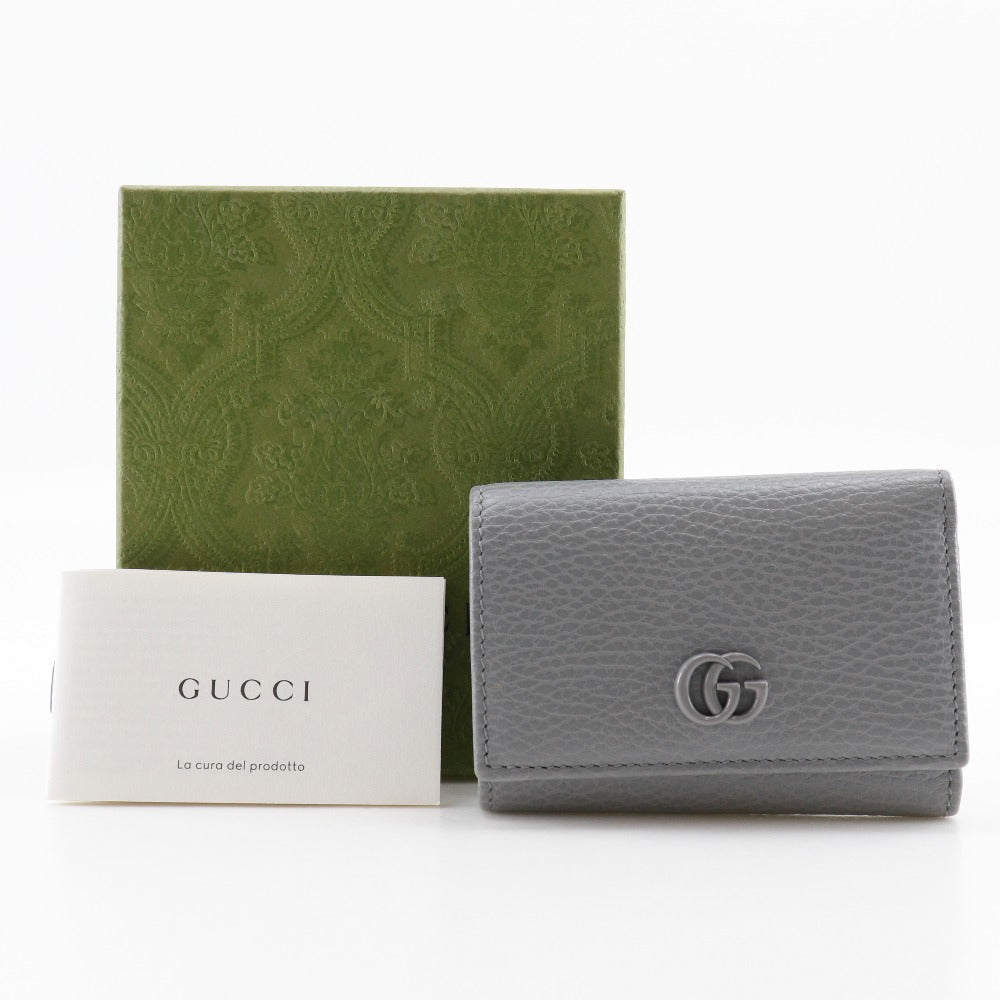 GUCCI Tri-fold wallet 644407 Calf leather gray GG Marmont