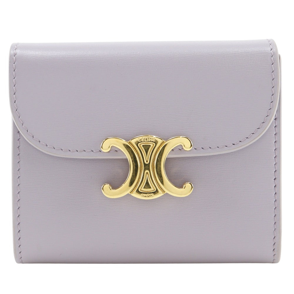 CELINE Tri-fold wallet leather purple Small flap wallet Triomphe