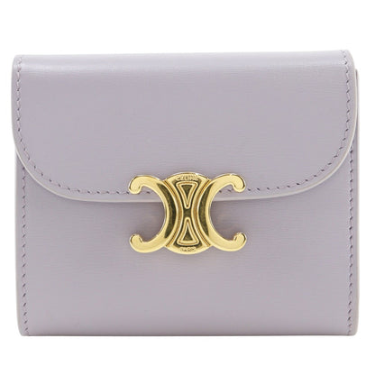 CELINE Tri-fold wallet leather purple Small flap wallet Triomphe
