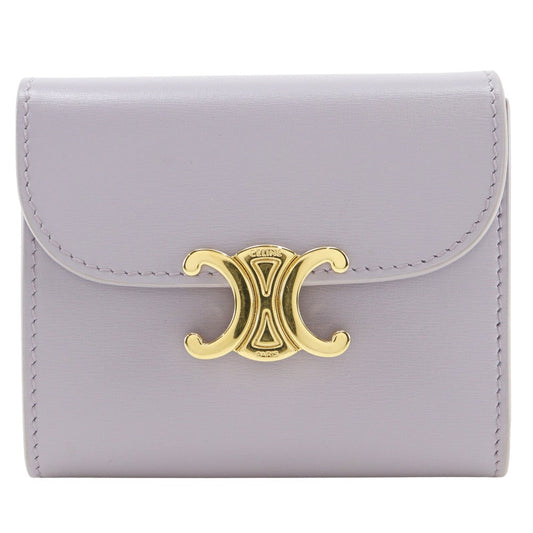 CELINE Tri-fold wallet leather purple Small flap wallet Triomphe