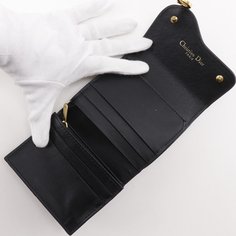 Dior Tri-fold wallet Calfskin black Compact wallet