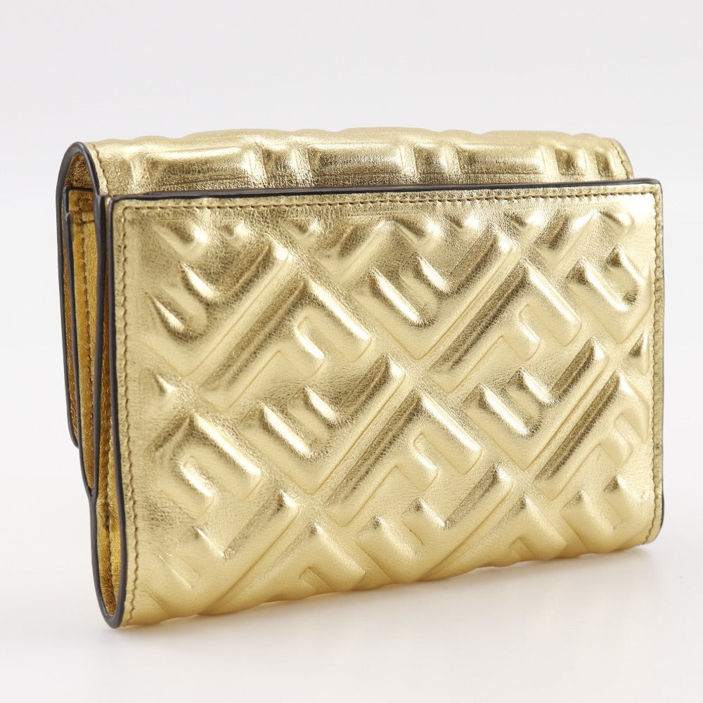 FENDI Bifold Wallet 8M0419 AAF2 F171Q Calfskin gold Zucca Pattern Embossed FF