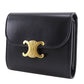 CELINE Tri-fold wallet Calfskin black Triomphe