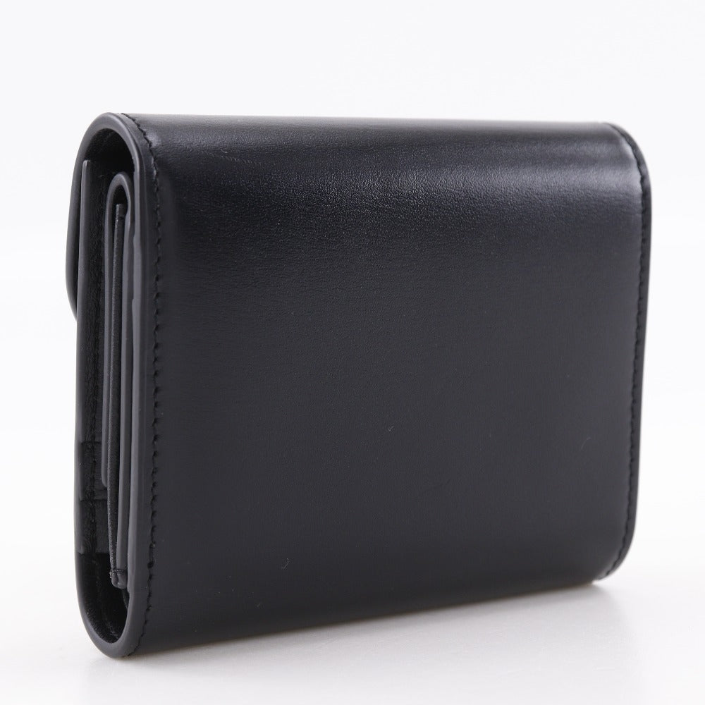 CELINE Tri-fold wallet Calfskin black Triomphe