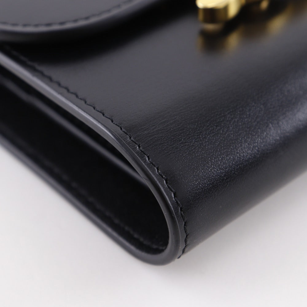 CELINE Tri-fold wallet Calfskin black Triomphe