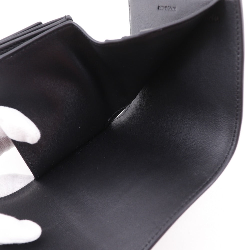 CELINE Tri-fold wallet Calfskin black Triomphe