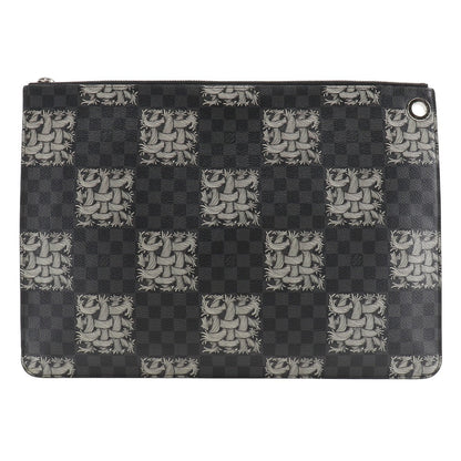 LOUIS VUITTON Clutch bag M61232 Damier Grafitto Canvas black Christopher nemes Pochette Jules GM mens Used Authentic