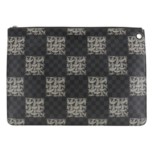 LOUIS VUITTON Clutch bag M61232 Damier Grafitto Canvas black Christopher nemes Pochette Jules GM mens Used Authentic