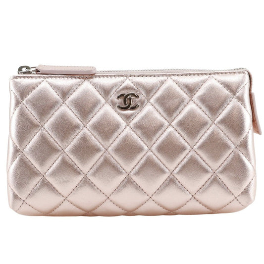 CHANEL Pouch A69259 lambskin Metallic pink Matrasse