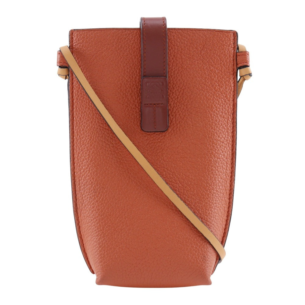 LOEWE Shoulder Bag 124.12.Z45 6977 leather Orange Smartphone pochette Pocket Shoulder