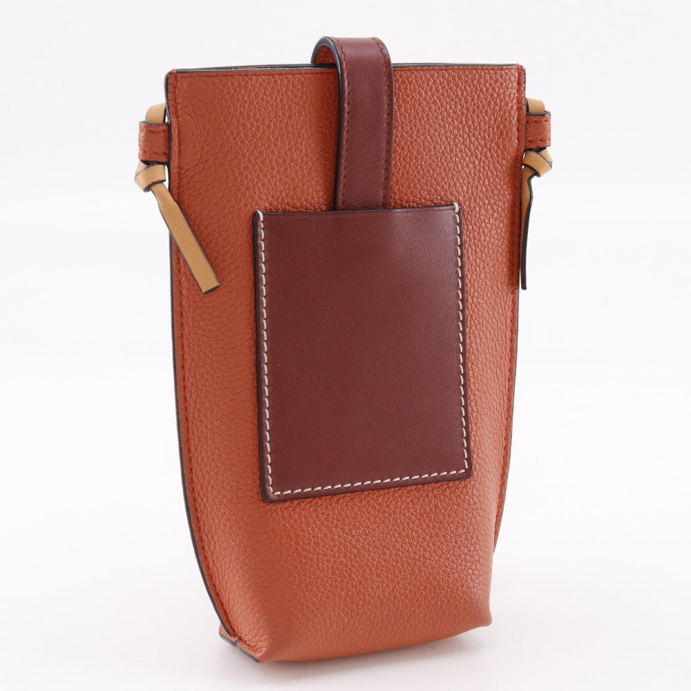 LOEWE Shoulder Bag 124.12.Z45 6977 leather Orange Smartphone pochette Pocket Shoulder