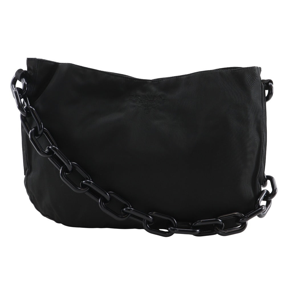 PRADA Shoulder Bag B6431 Nylon, Plastic black ChainShoulder