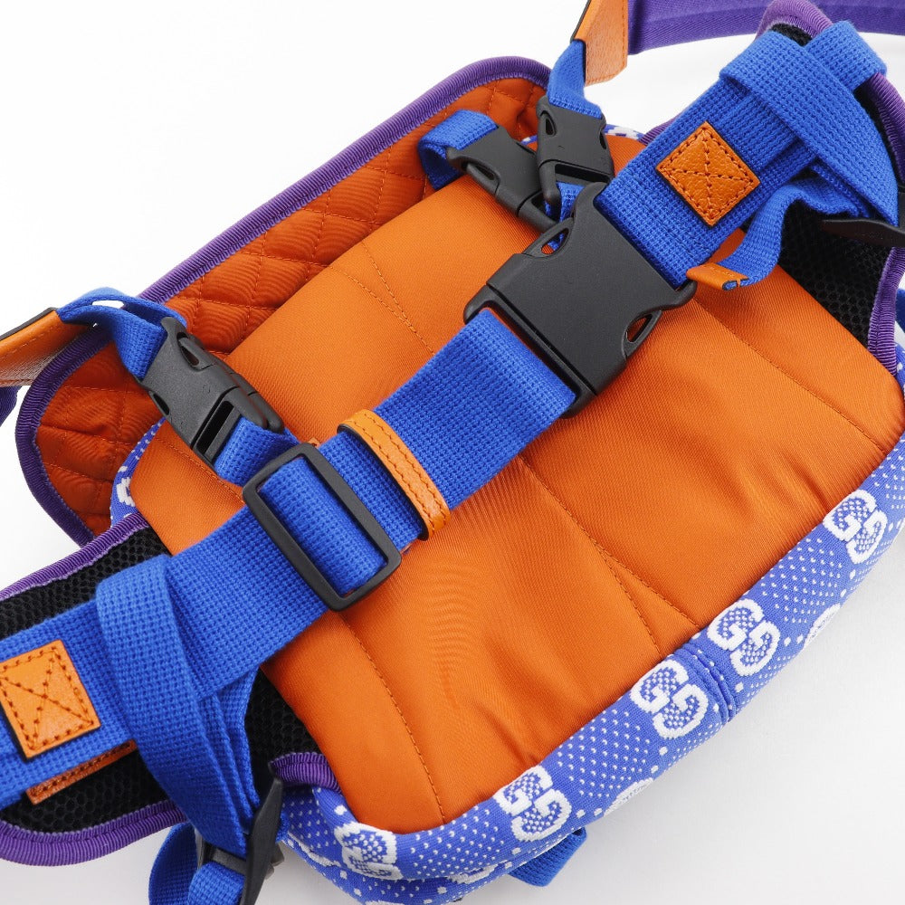 GUCCI Backpack 752100 Nylon Blue / Purple 2WAY waist bag GG small bag