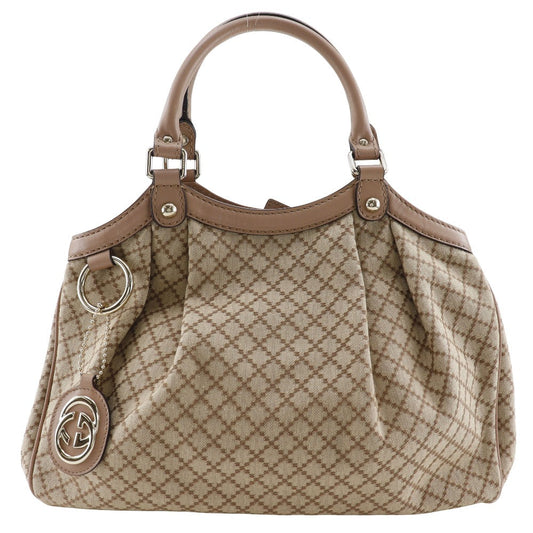 GUCCI Handbag 211944 canvas Beige / pink Diamante Sukey bag Women Used Authentic