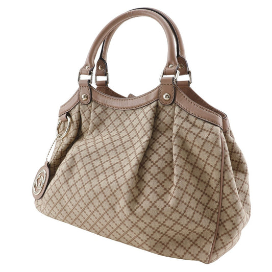 GUCCI Handbag 211944 canvas Beige / pink Diamante Sukey bag Women Used Authentic