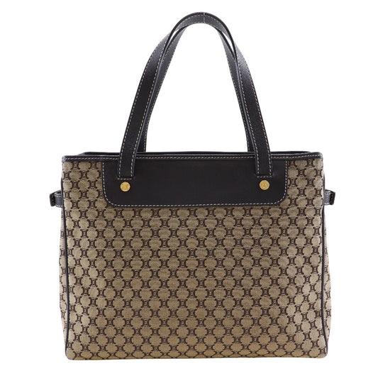 CELINE Handbag Canvas, Calfskin Brown Macadam Women Used Authentic