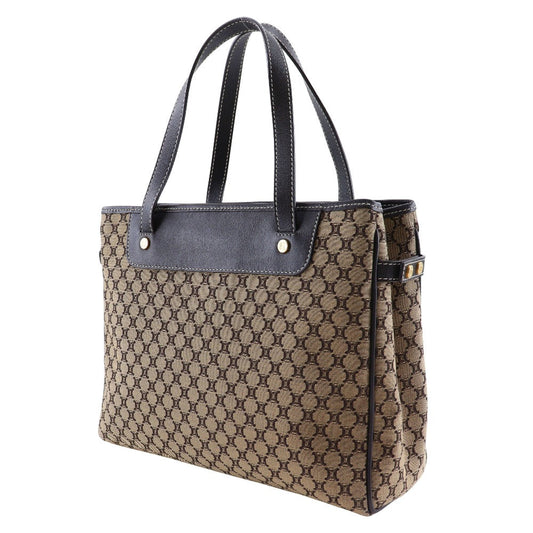 CELINE Handbag Canvas, Calfskin Brown Macadam Women Used Authentic