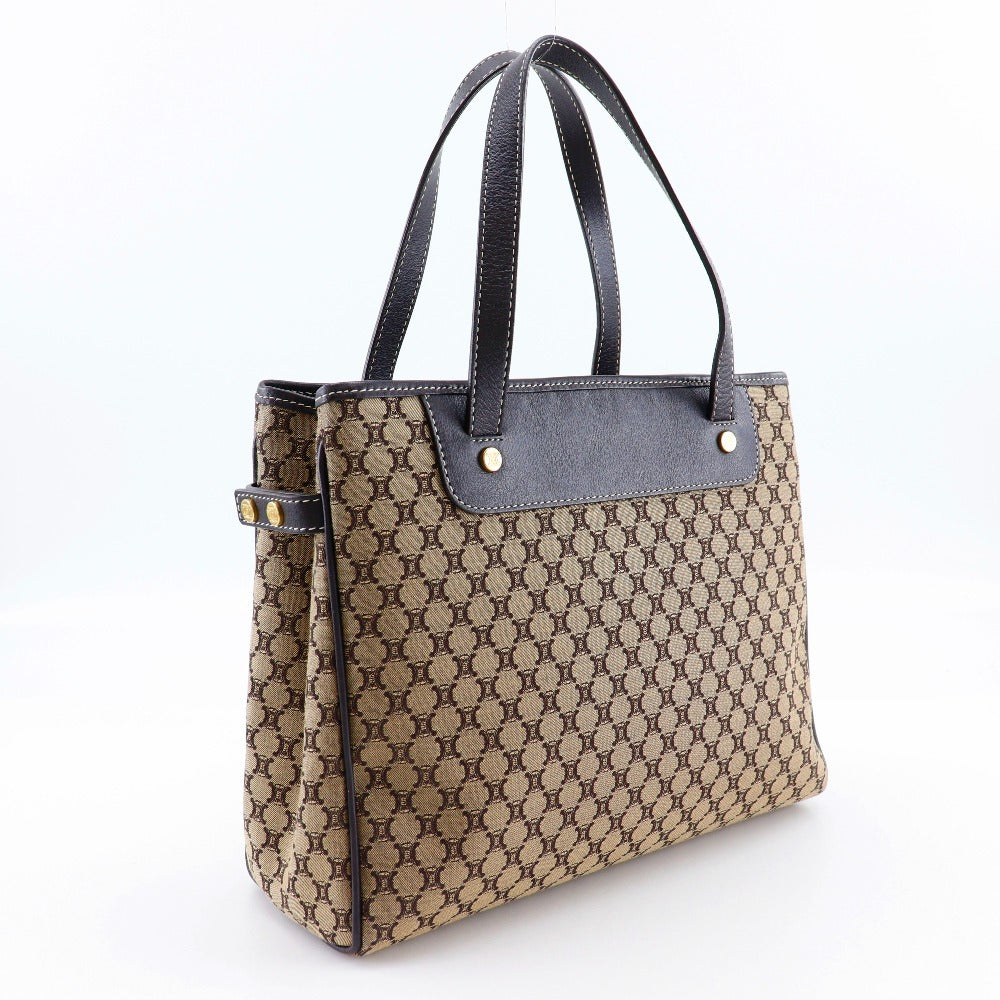 CELINE Handbag Canvas, Calfskin Brown Macadam Women Used Authentic