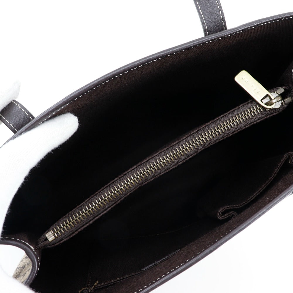 CELINE Handbag Canvas, Calfskin Brown Macadam Women Used Authentic