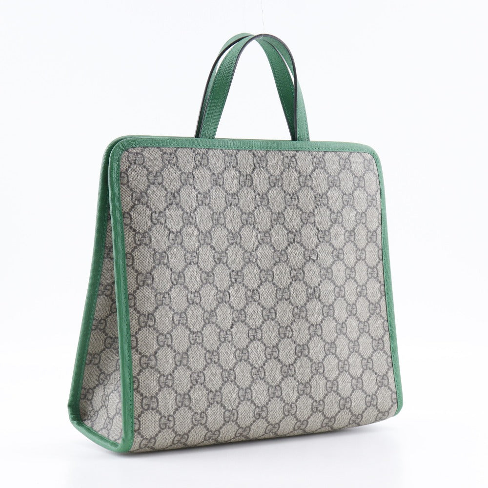 GUCCI Handbag 605662 GG Supreme Canvas Brown / green Children's Boat Tote Bag Women Used Authentic