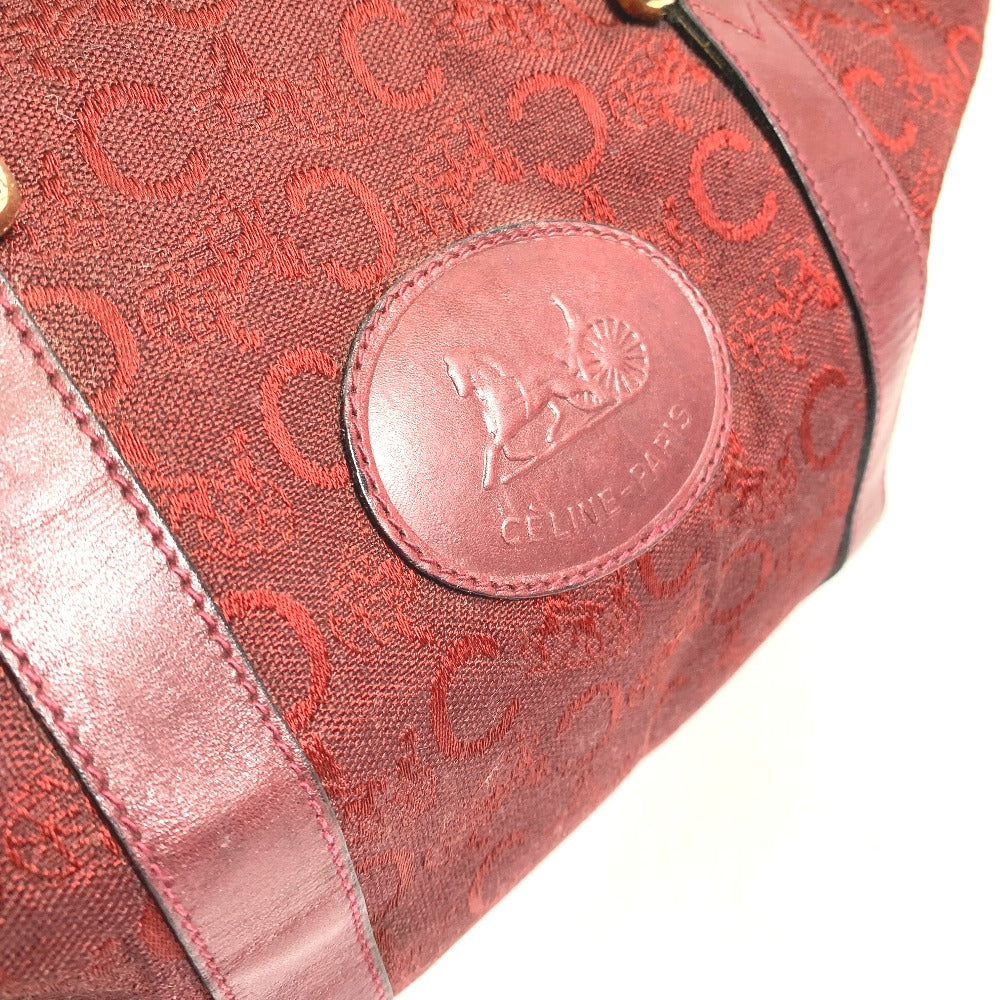 CELINE Boston Duffel bag Canvas / leather Red C Macadam Carriage vintage Women Used Authentic