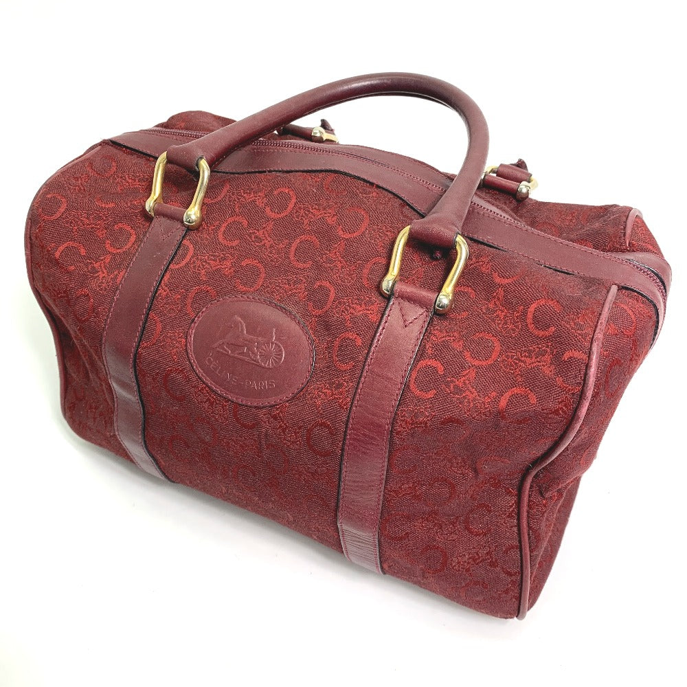 CELINE Boston Duffel bag Canvas / leather Red C Macadam Carriage vintage Women Used Authentic