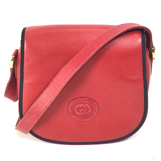 GUCCI Shoulder Bag 007.261.0107 leather Red Old Gucci Interlocking G mens Used Authentic