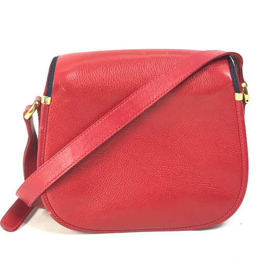 GUCCI Shoulder Bag 007.261.0107 leather Red Old Gucci Interlocking G mens Used Authentic