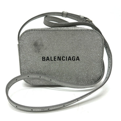 BALENCIAGA Shoulder Bag 552372 leather Silver logo Everyday camera bag Women Used Authentic