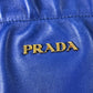 PRADA Handbag leather blue logo Crossbody ribbon Women Used Authentic