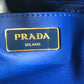 PRADA Handbag leather blue logo Crossbody ribbon Women Used Authentic