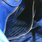 PRADA Handbag leather blue logo Crossbody ribbon Women Used Authentic