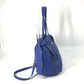 PRADA Handbag leather blue logo Crossbody ribbon Women Used Authentic