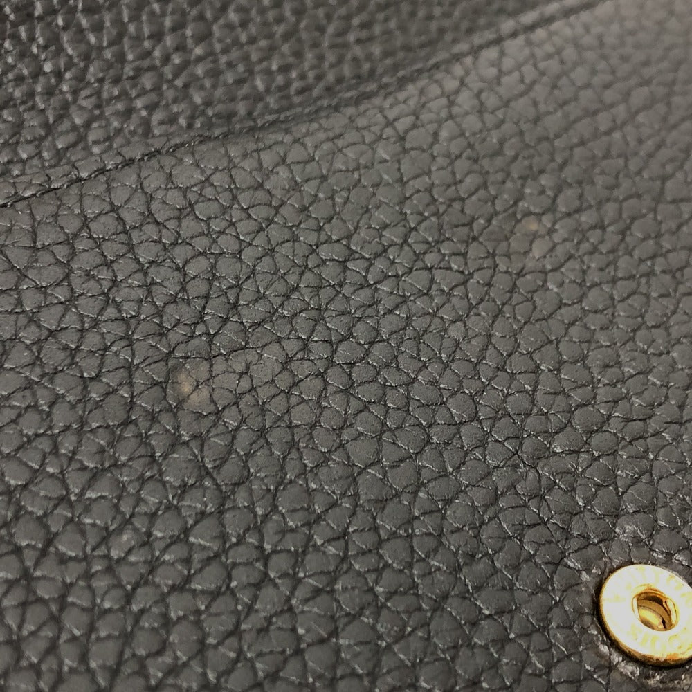 LOUIS VUITTON Long Wallet Purse M61248 Taurillon Clemence Leather black LV logo Portefeuille Capsine Women Used Authentic