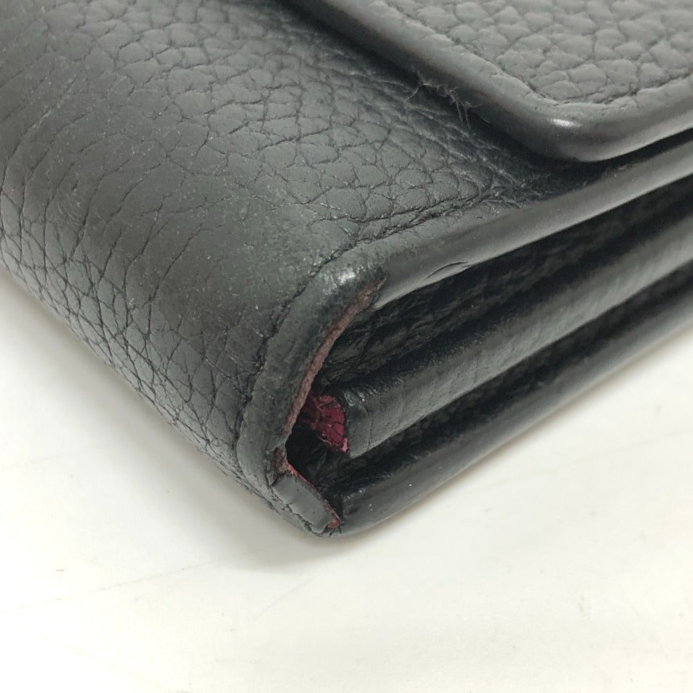 LOUIS VUITTON Long Wallet Purse M61248 Taurillon Clemence Leather black LV logo Portefeuille Capsine Women Used Authentic