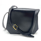 CELINE Shoulder Bag leather black logo accordion Women Used Authentic