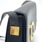 CELINE Shoulder Bag leather black logo accordion Women Used Authentic