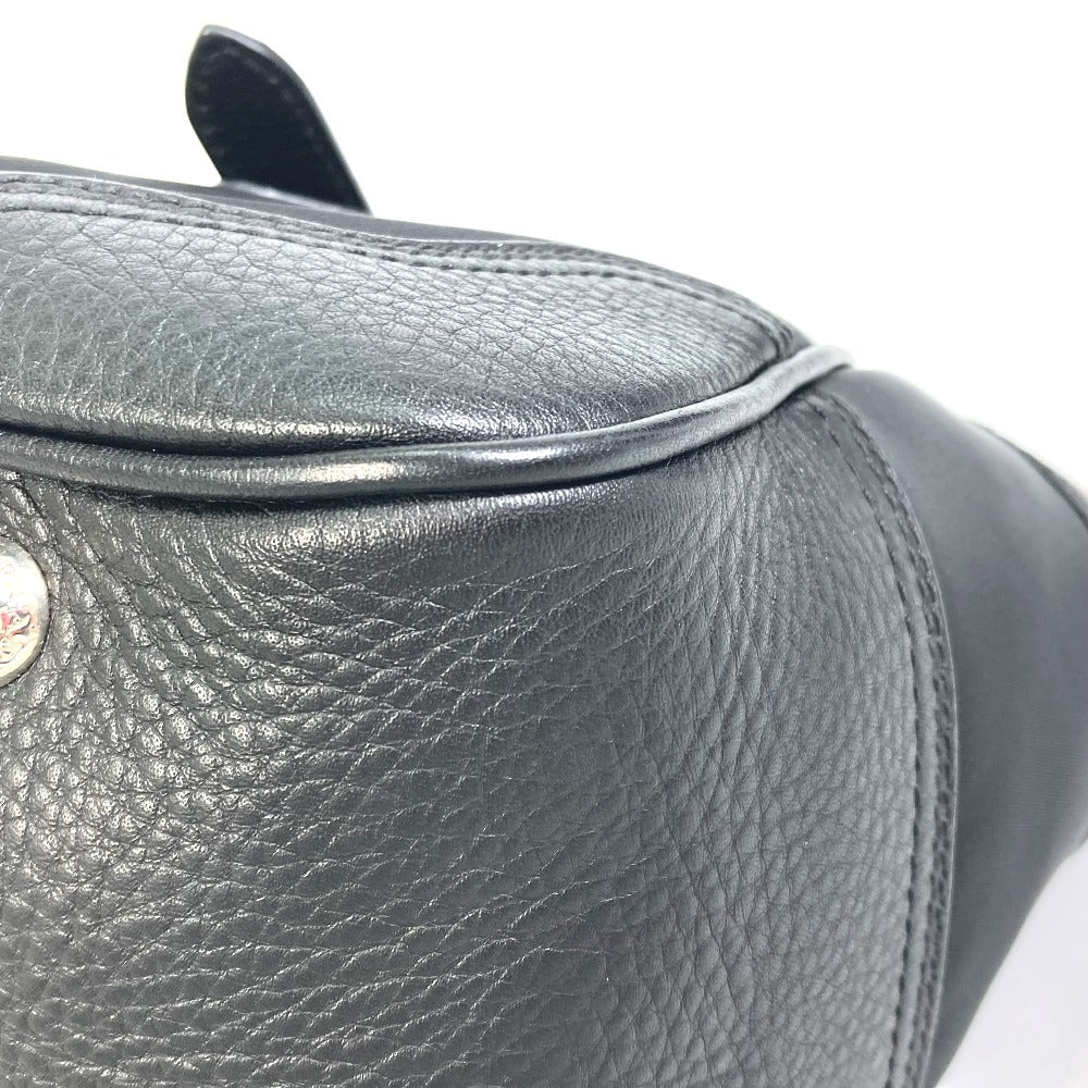 PRADA Handbag Nylon / leather black Triangle logo Tote Bag Women Used Authentic