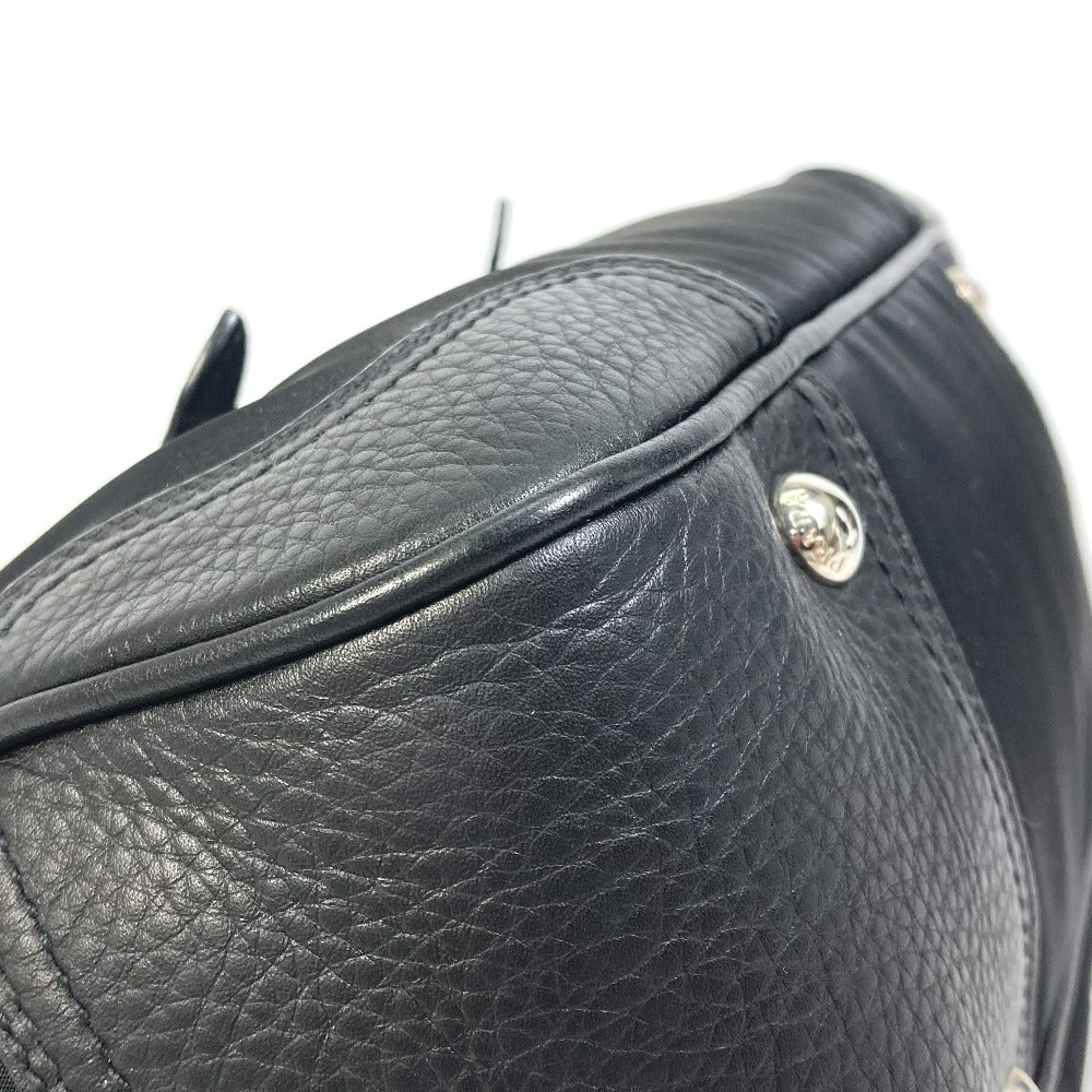 PRADA Handbag Nylon / leather black Triangle logo Tote Bag Women Used Authentic