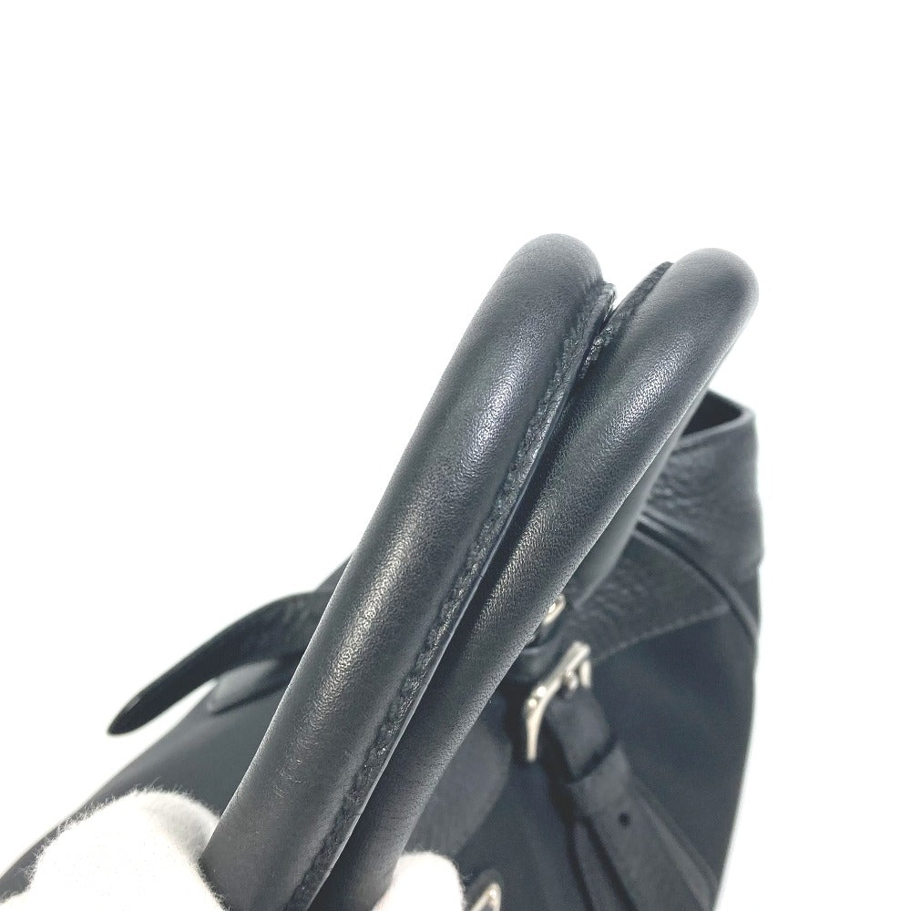 PRADA Handbag Nylon / leather black Triangle logo Tote Bag Women Used Authentic