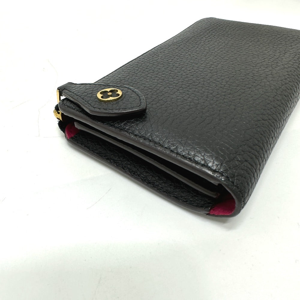 LOUIS VUITTON Long Wallet Purse M63102 Taurillon Clemence Leather black Portefeuille comet Women Used Authentic