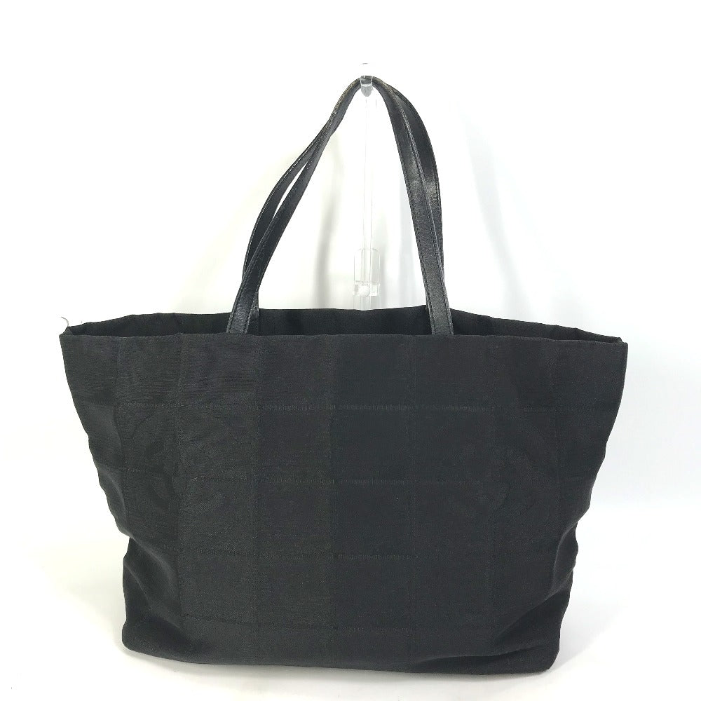 CHANEL Tote Bag A15991 Nylon / leather black CC COCO Mark New Travel Line MM Women Used Authentic